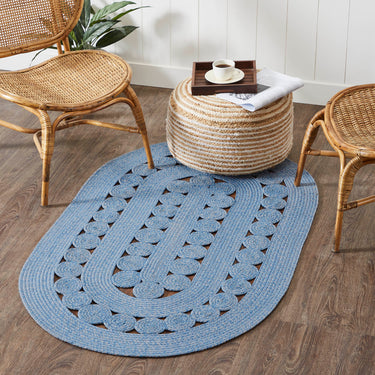 Celeste Blended Blue Indoor/Outdoor Oval Braided Rug 3'x5' (36